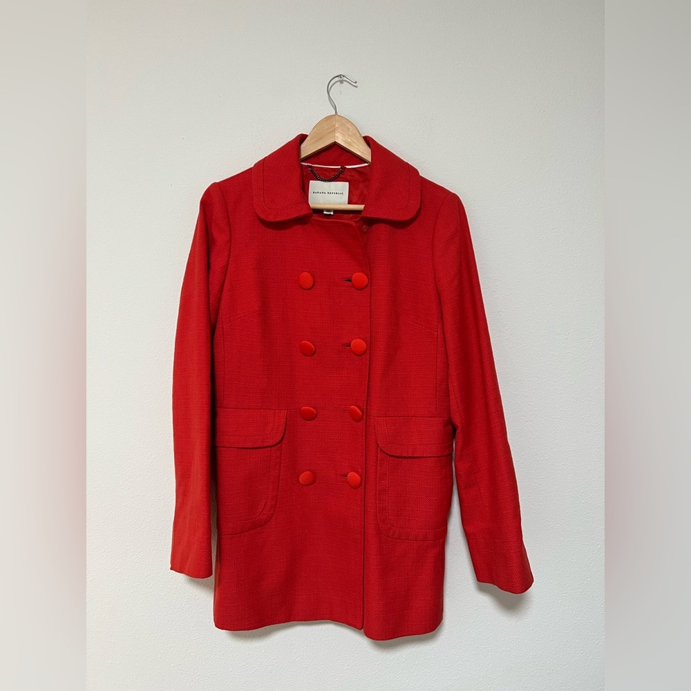 Banana Republic Orange Red Double Breasted Coat Jacket